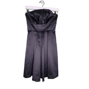 White House Black Market Dress 00 Black Strapless Cocktail Party Satin‎ Pockets
